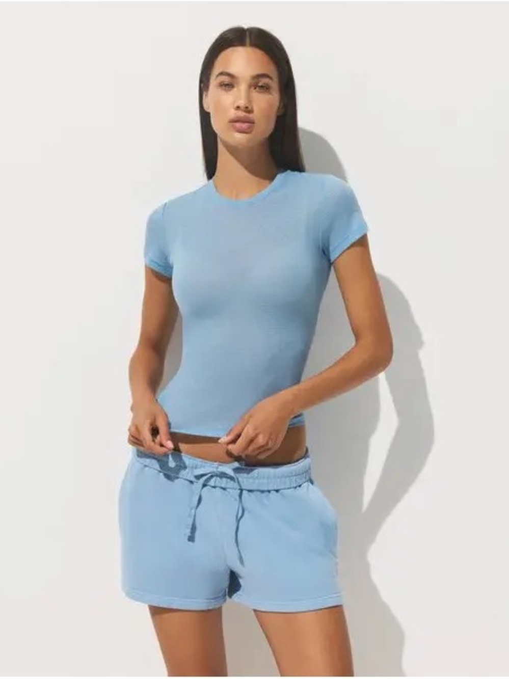 SKIMS Light Blue Terry Lounge Shorts - Picture 3 of 8